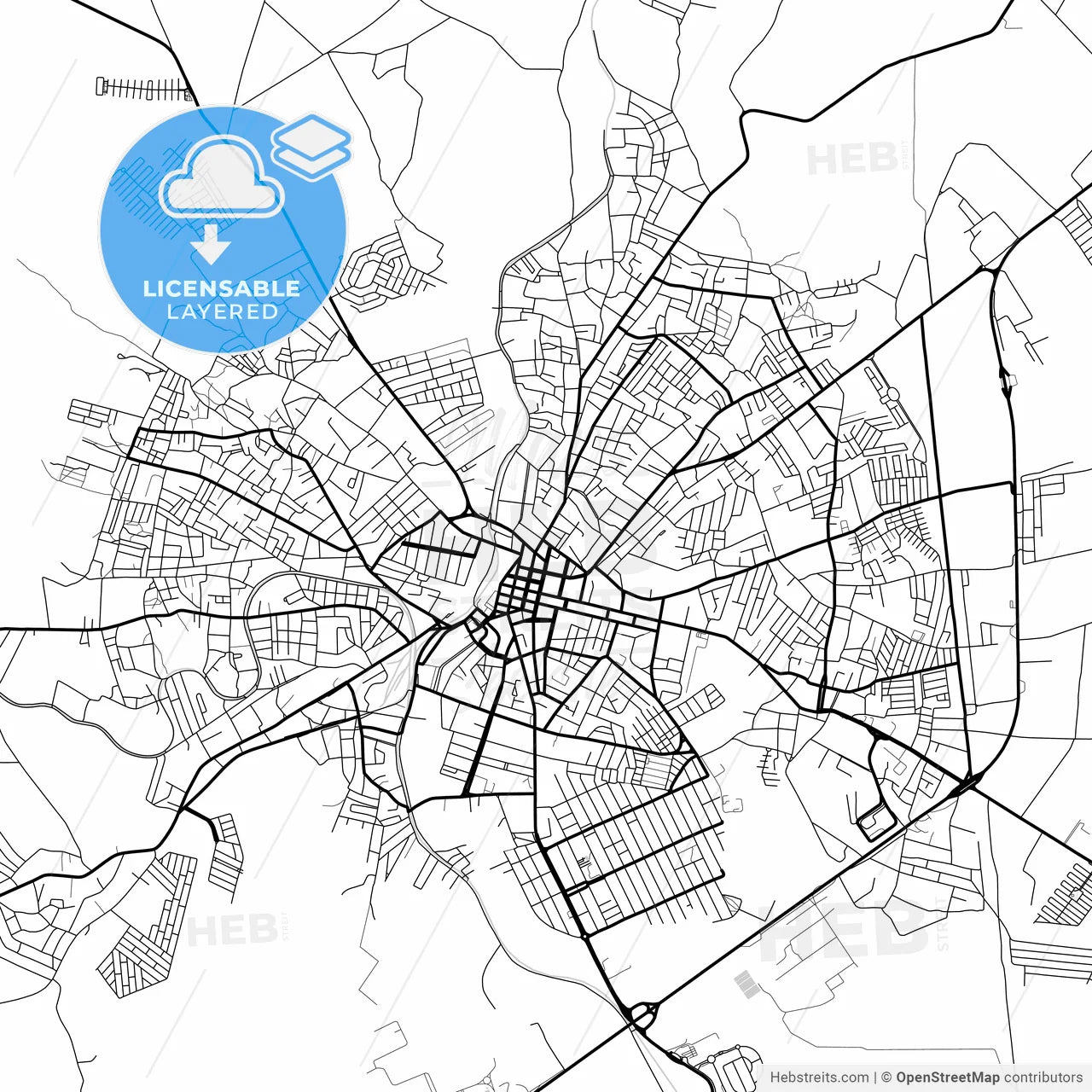 Layered PDF map of Alagoinhas, Brazil