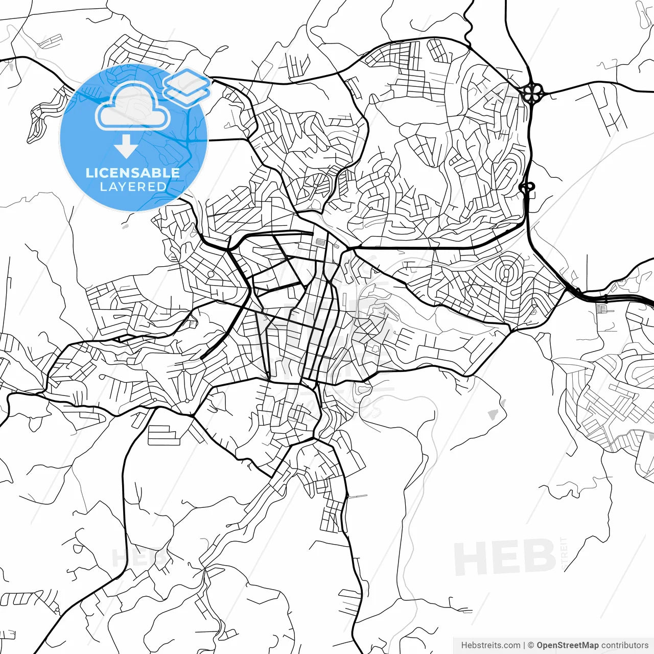 Layered PDF map of Barbacena, Brazil