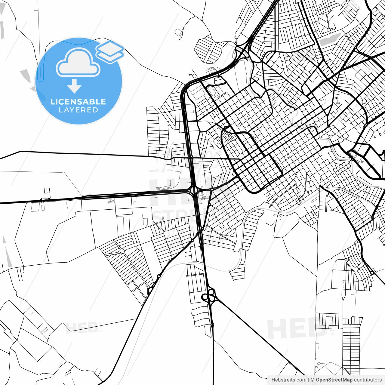 Layered PDF map of Jau, Brazil