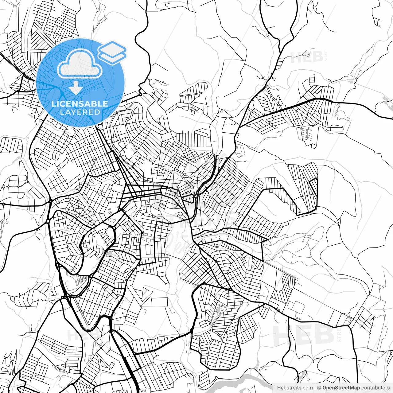 Layered PDF map of Varginha, Brazil