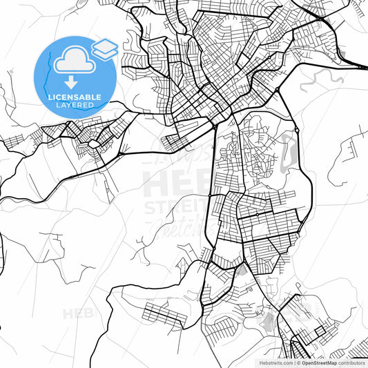 Layered PDF map of Pouso Alegre, Brazil