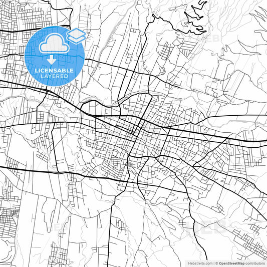 Layered PDF map of Sacaba, Bolivia