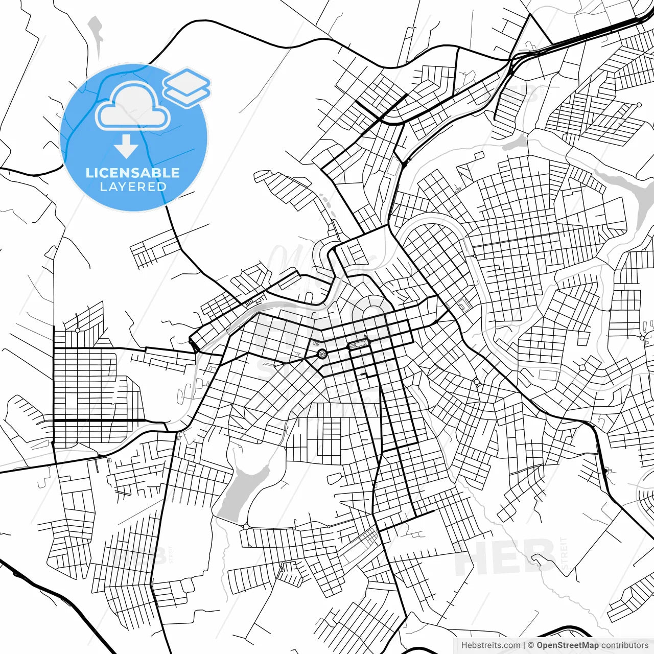 Layered PDF map of Apucarana, Brazil