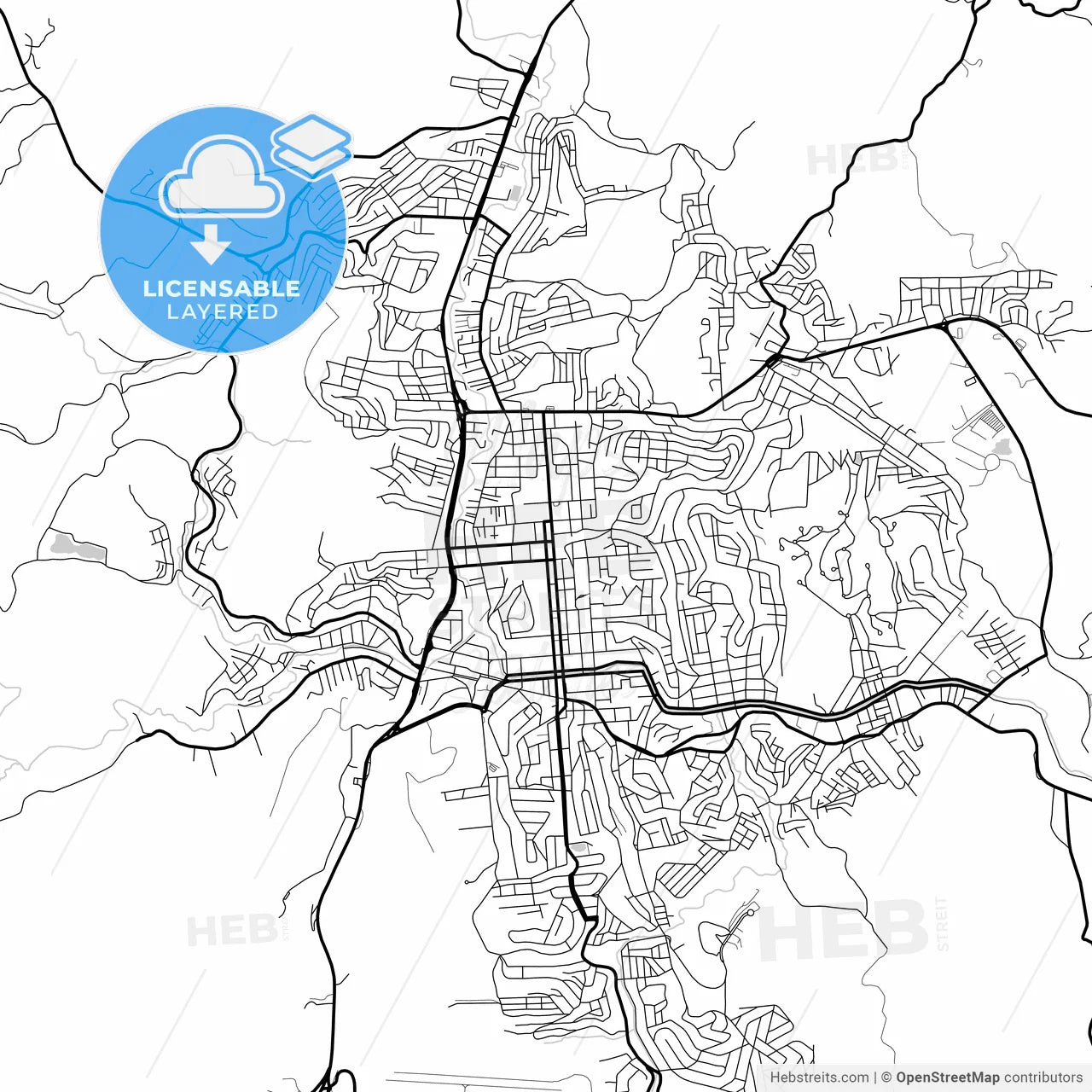 Layered PDF map of Teofilo Otoni, Brazil