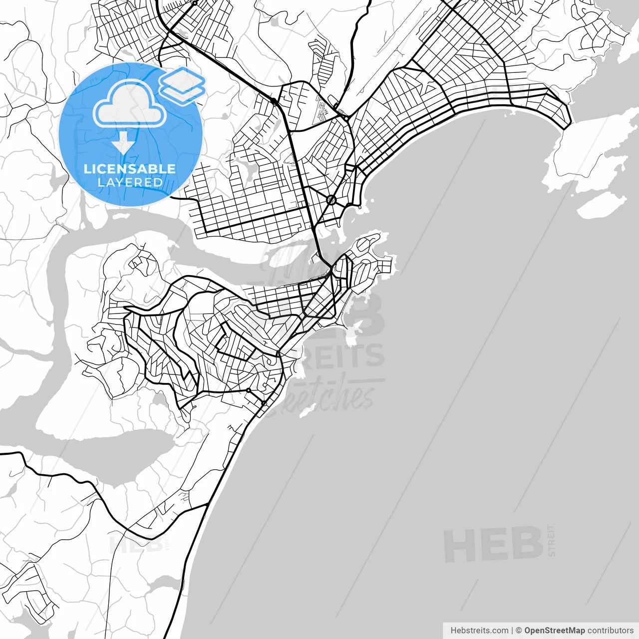 Layered PDF map of Guarapari, Brazil