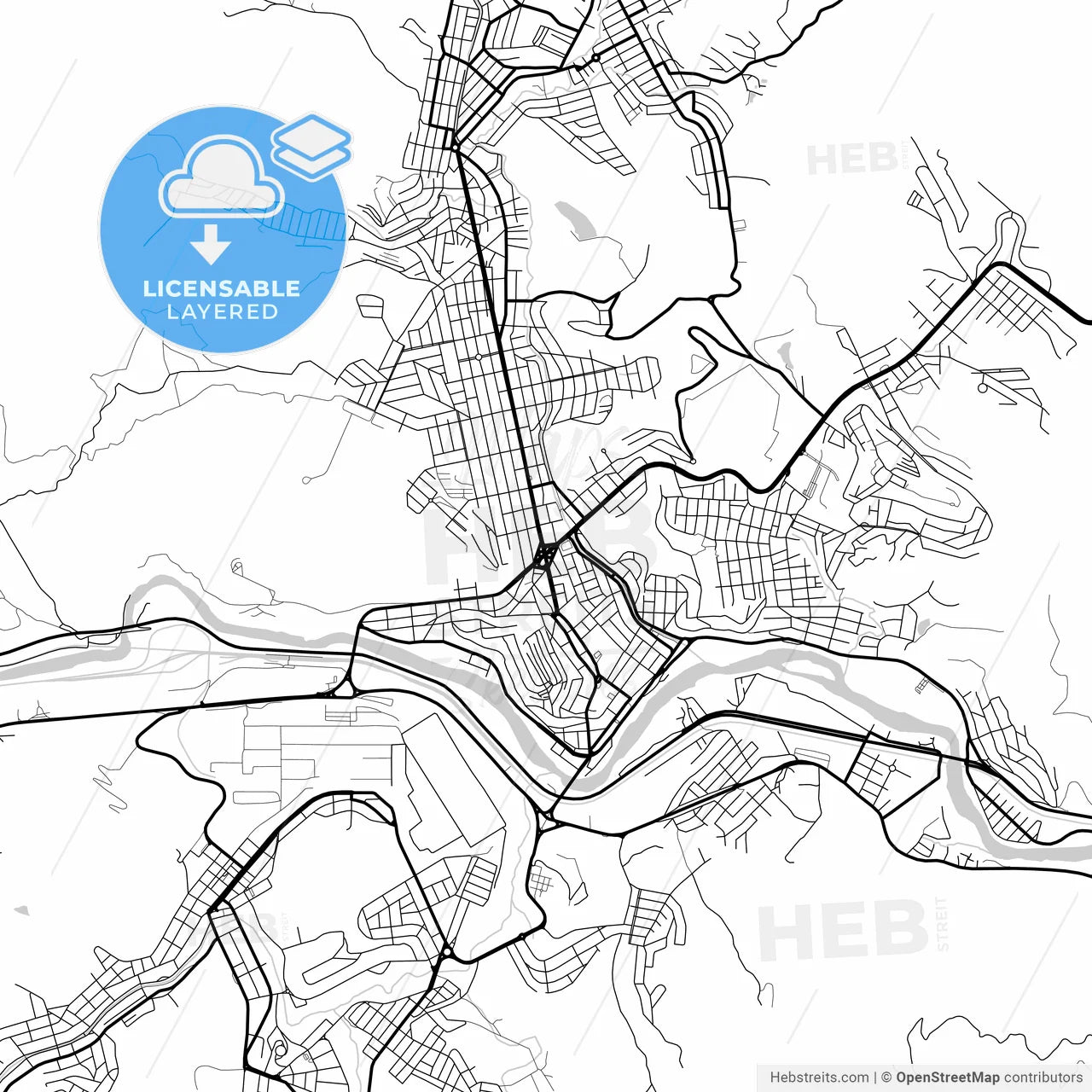 Layered PDF map of Coronel Fabriciano, Brazil