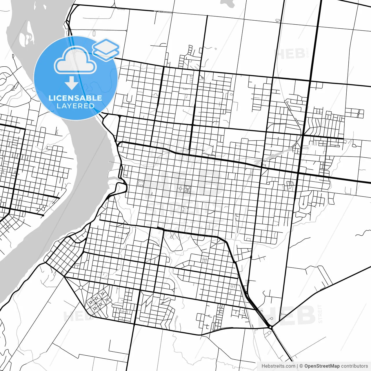 Layered PDF map of Salto, Uruguay