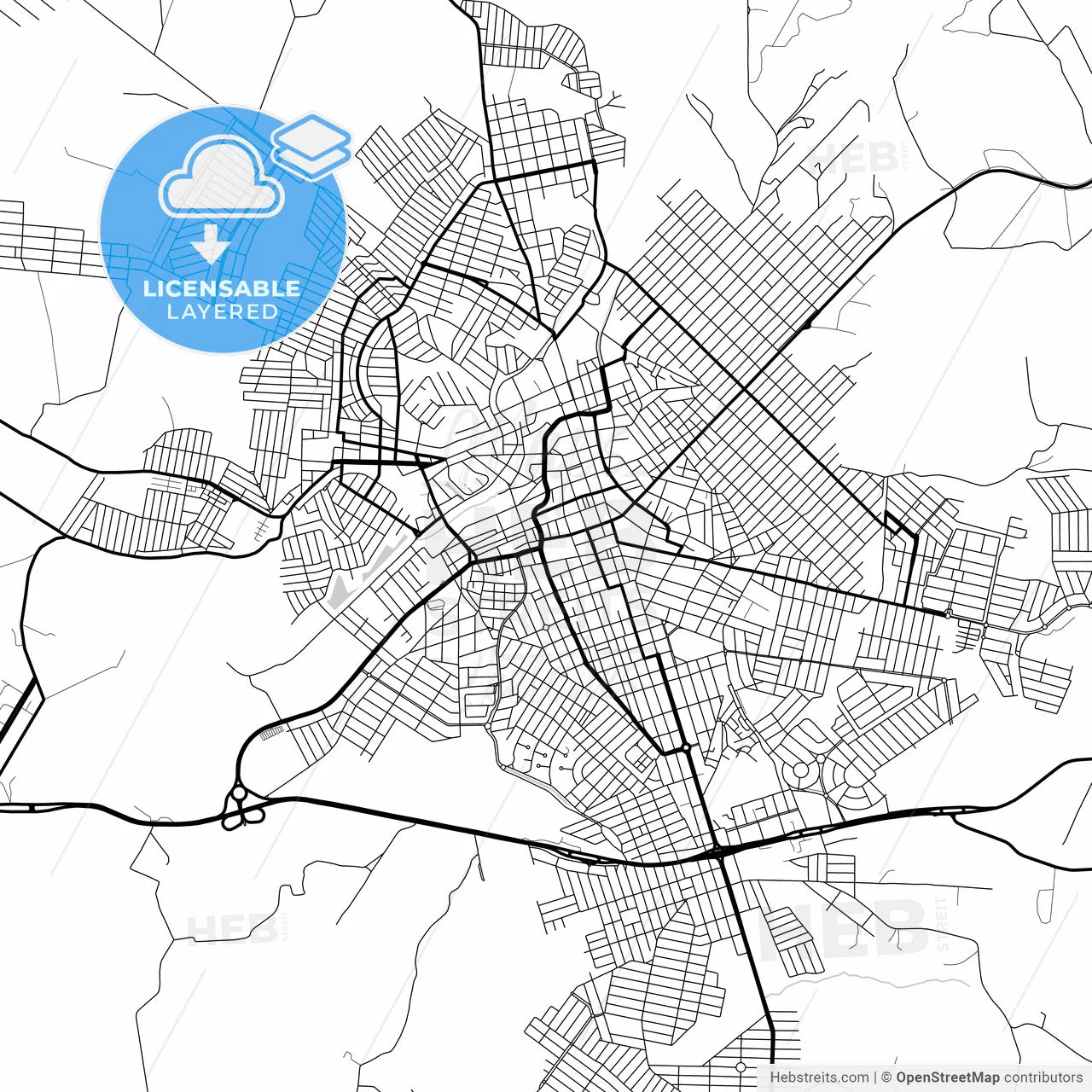 Layered PDF map of Passos, Brazil