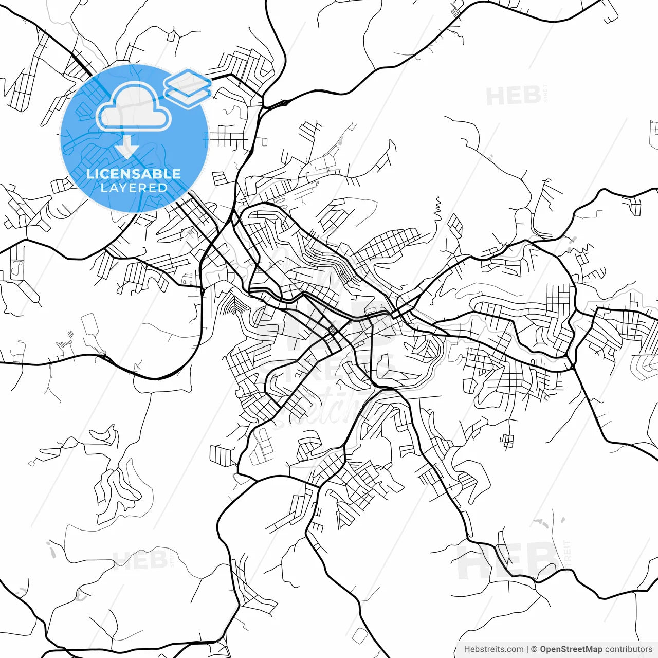 Layered PDF map of Uba, Brazil