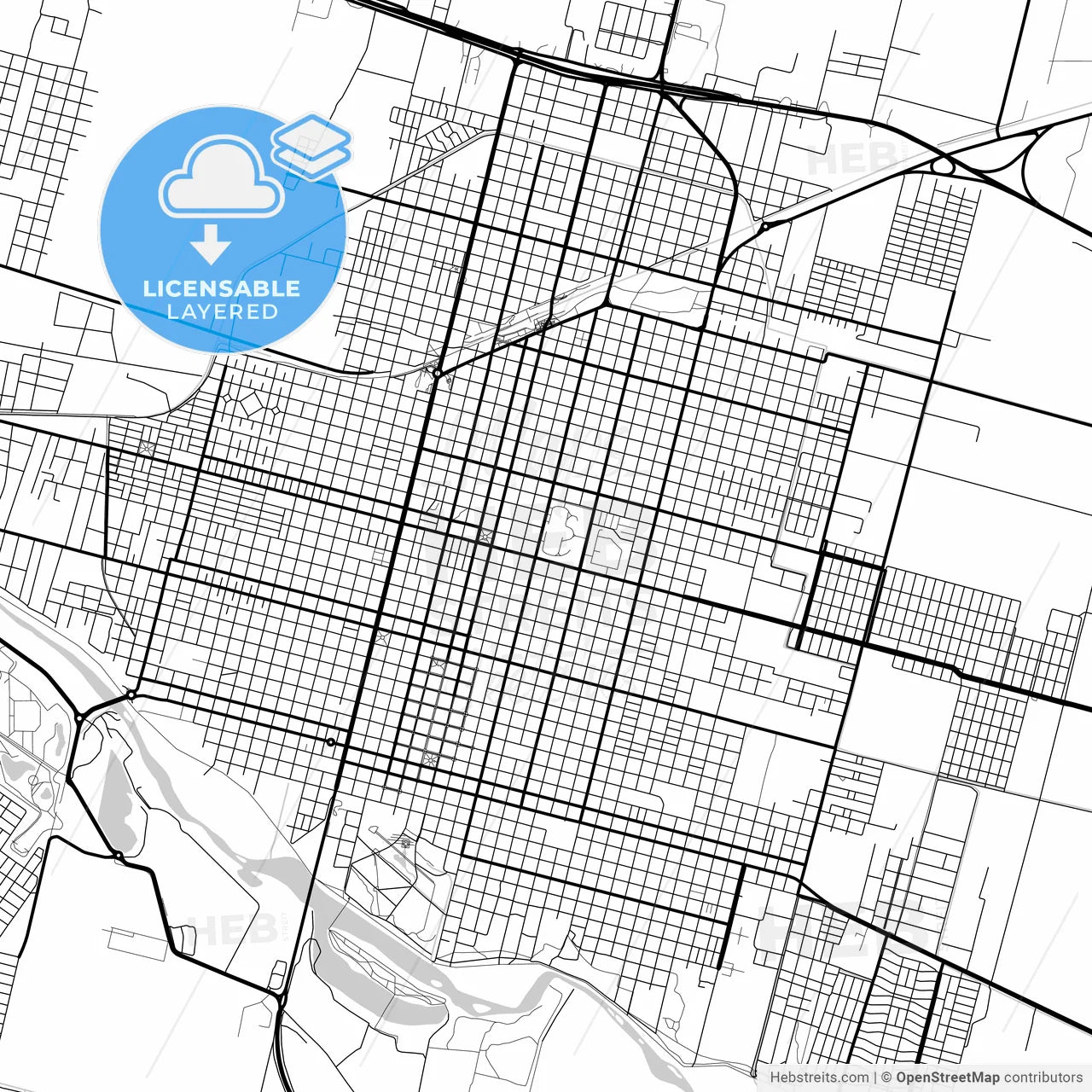Layered PDF map of Villa Mercedes, Argentina