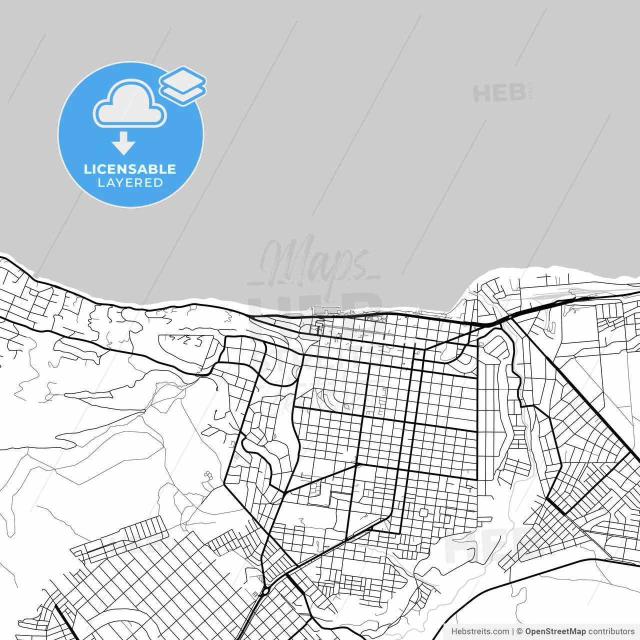 Layered PDF map of San Carlos de Bariloche, Argentina