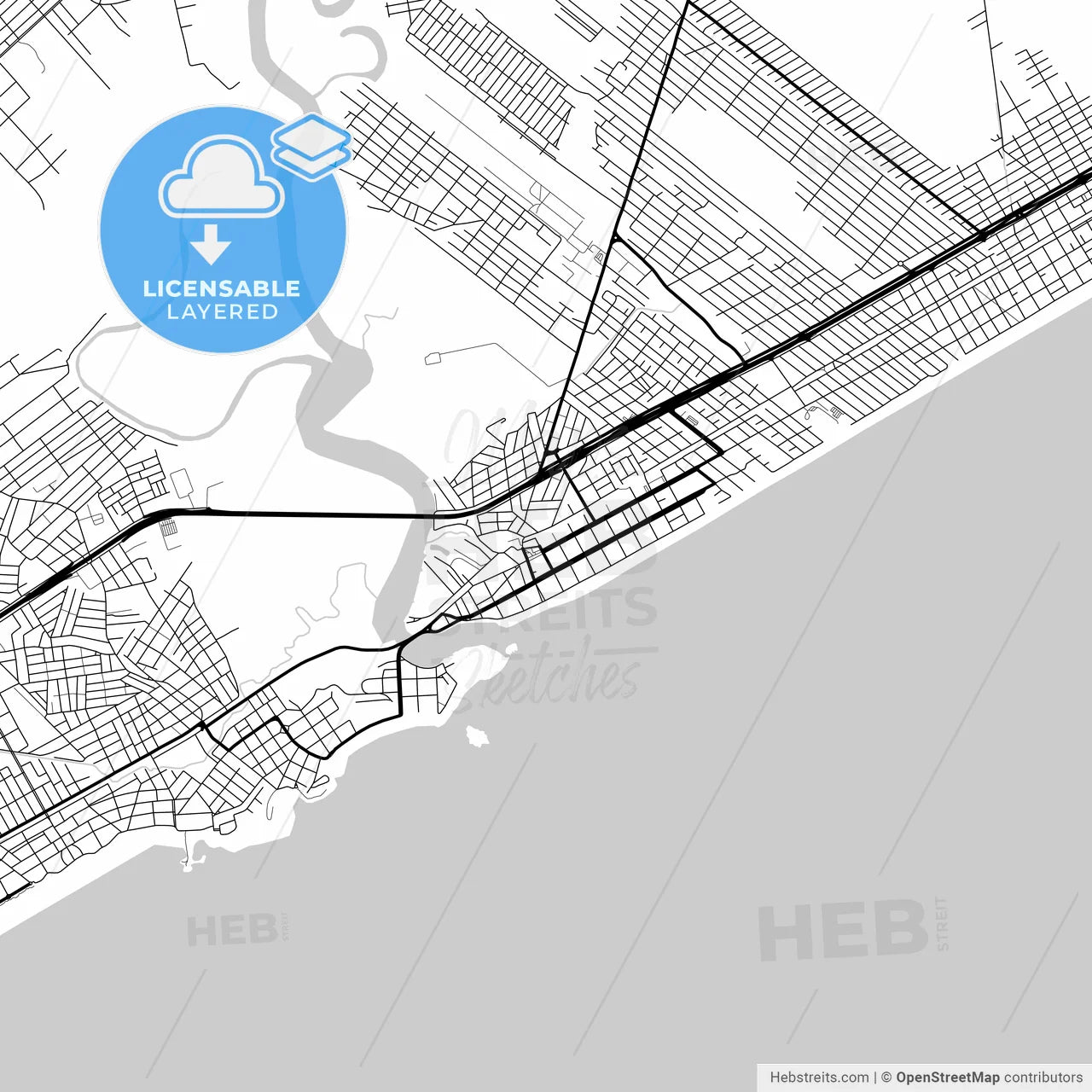 Layered PDF map of Itanhaem, Brazil