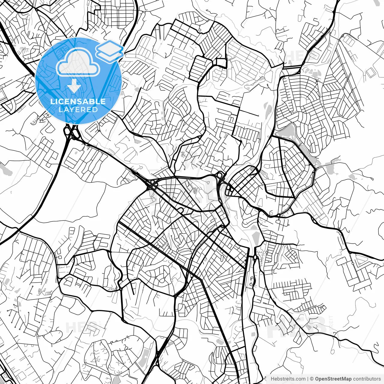 Layered PDF map of Valinhos, Brazil