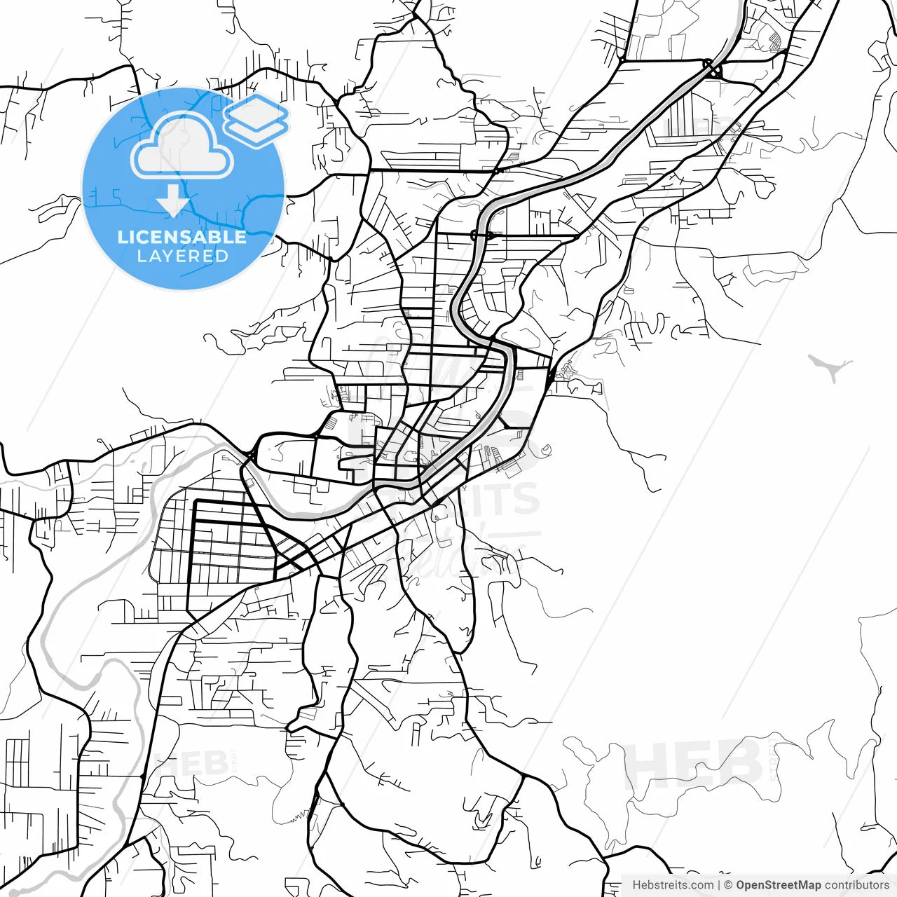 Layered PDF map of Brusque, Brazil