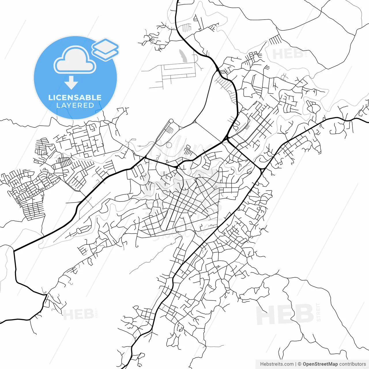 Layered PDF map of San Juan de los Morros, Venezuela