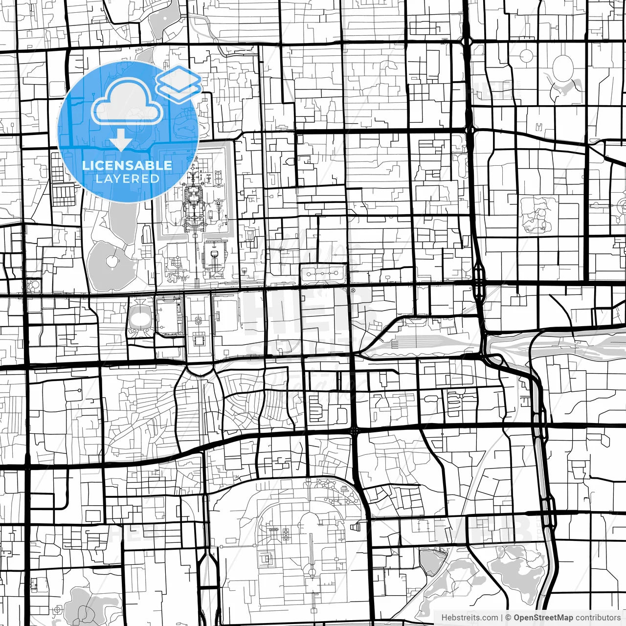 Layered PDF map of Beijing, China