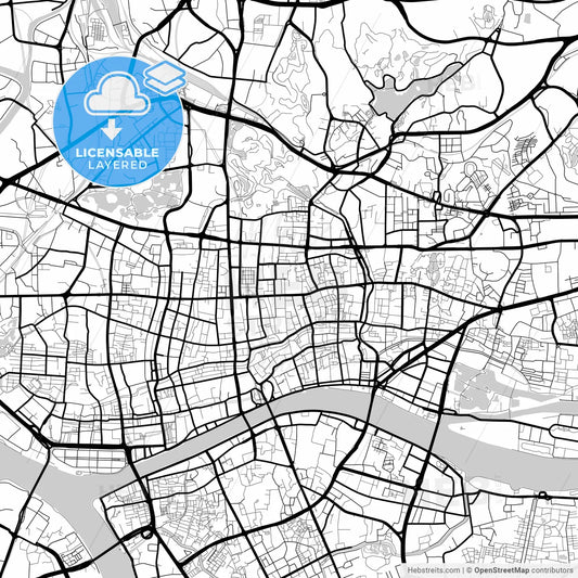 Layered PDF map of Guangzhou, Guangdong, China