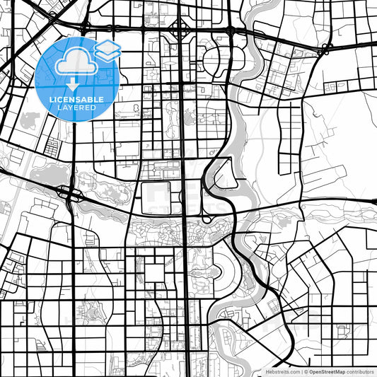 Layered PDF map of Chengdu, Sichuan, China