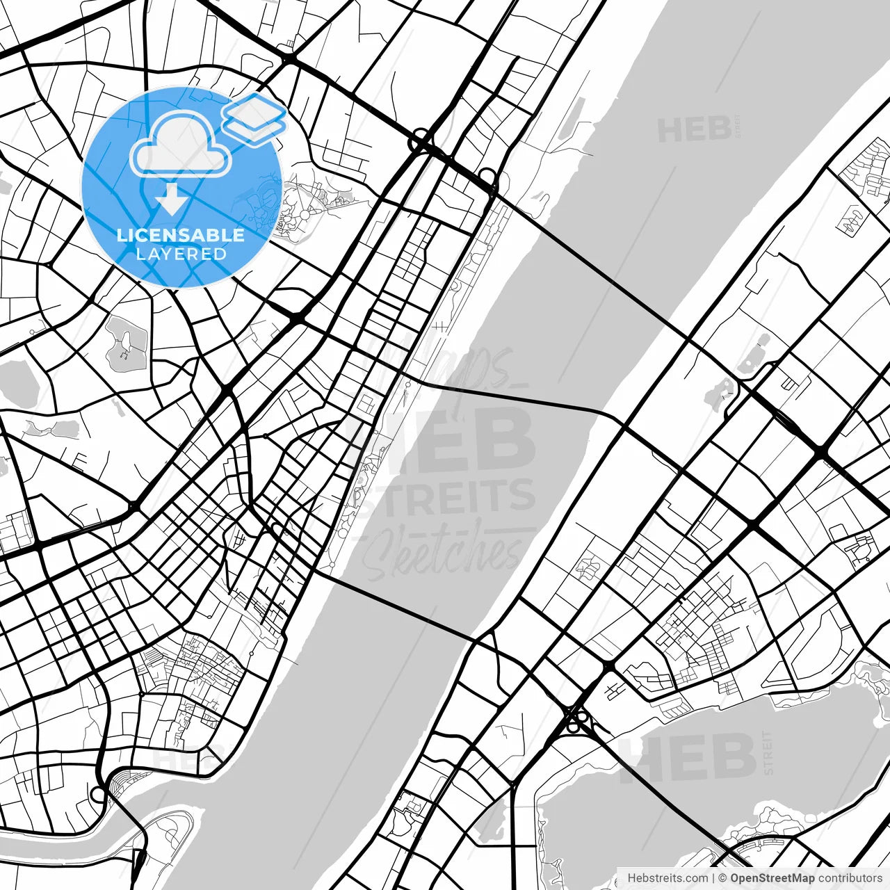 Layered PDF map of Wuhan, Hubei, China