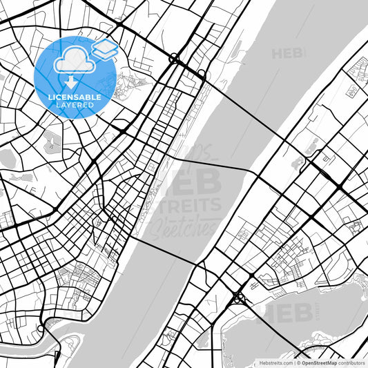 Layered PDF map of Wuhan, Hubei, China