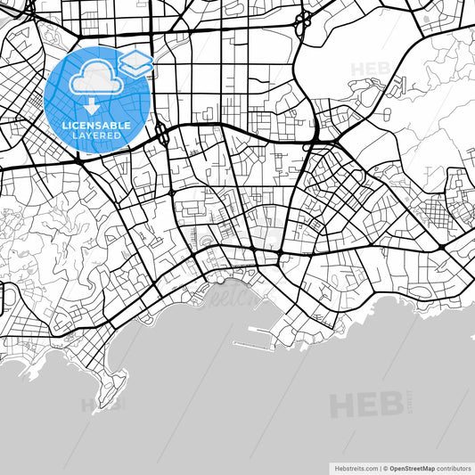 Layered PDF map of Qingdao, Shandong, China