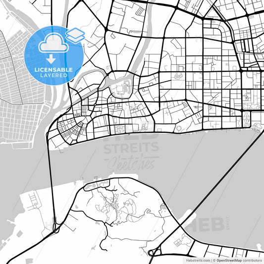 Layered PDF map of Shantou, Guangdong, China