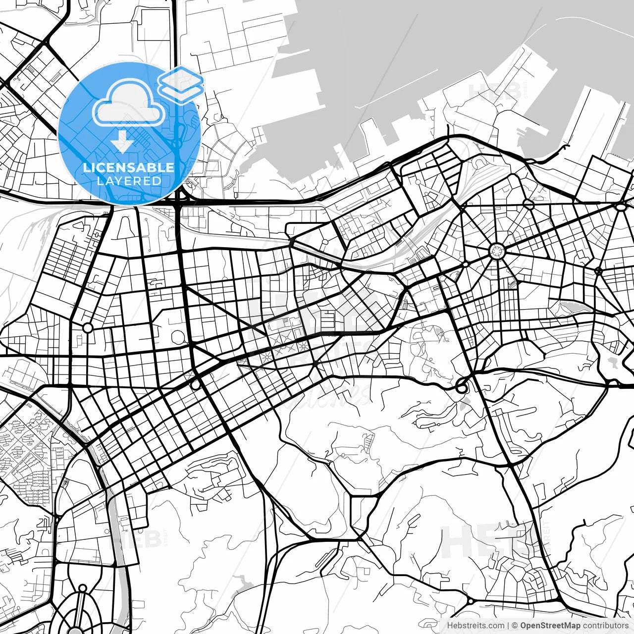 Layered PDF map of Dalian, Liaoning, China