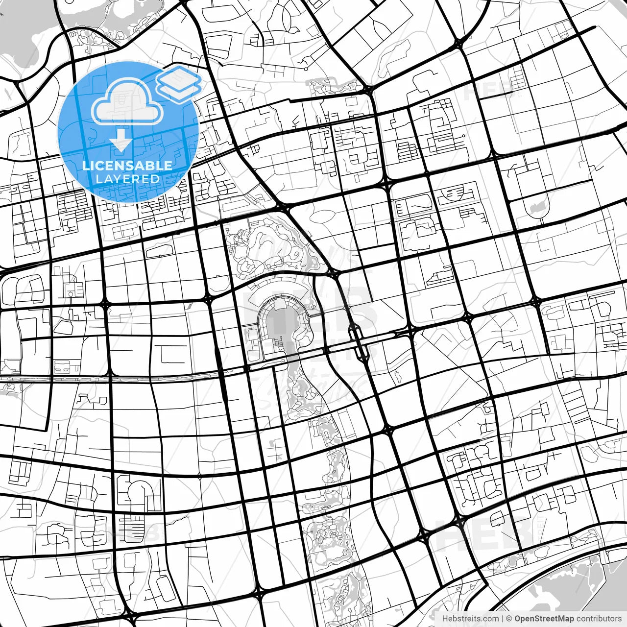 Layered PDF map of Wuxi, Jiangsu, China