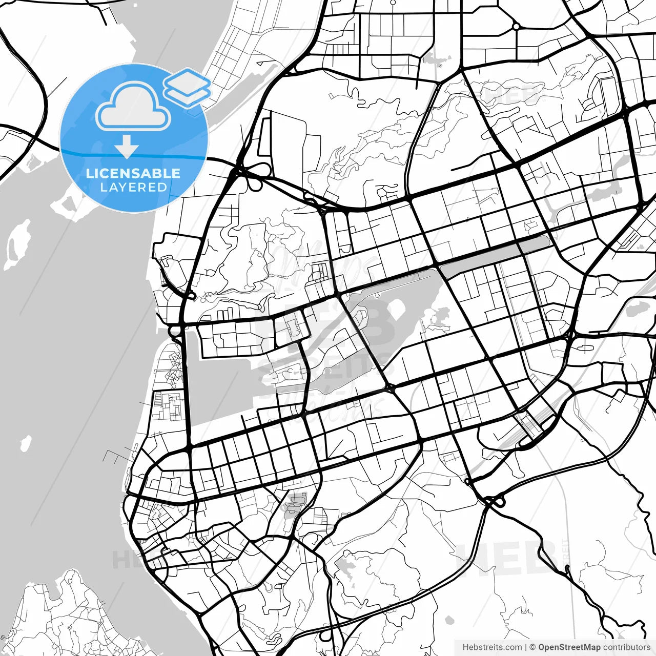 Layered PDF map of Xiamen, Fujian, China