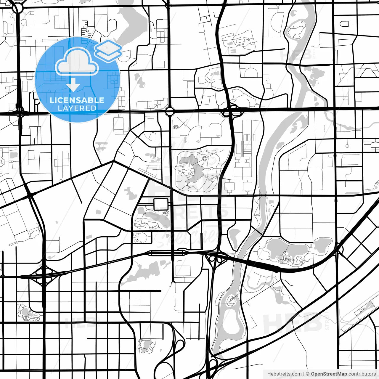 Layered PDF map of Changchun, Jilin, China