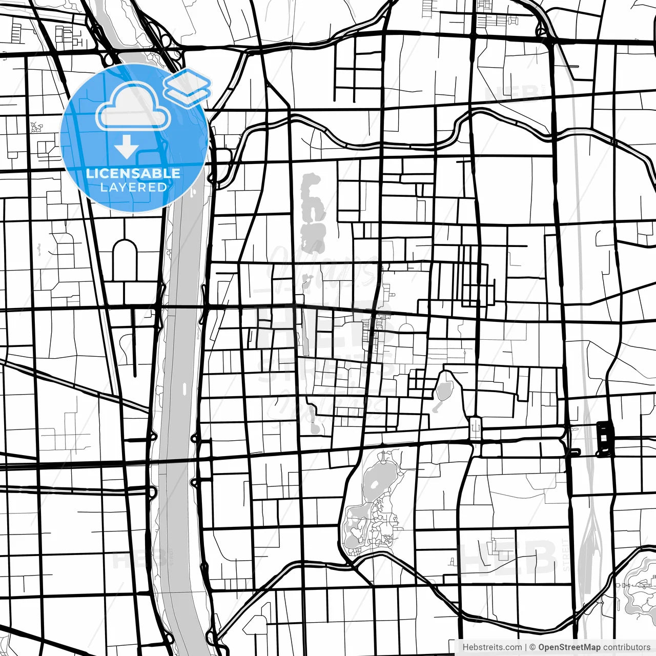 Layered PDF map of Taiyuan, Shanxi, China