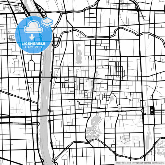 Layered PDF map of Taiyuan, Shanxi, China