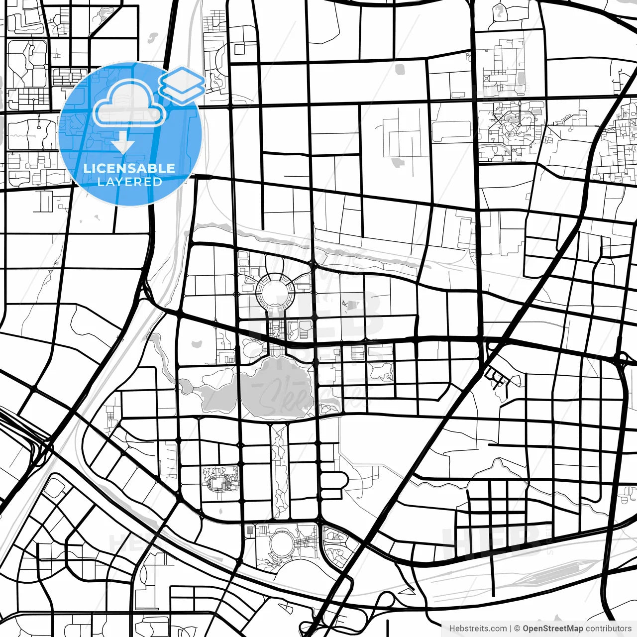 Layered PDF map of Hefei, Anhui, China