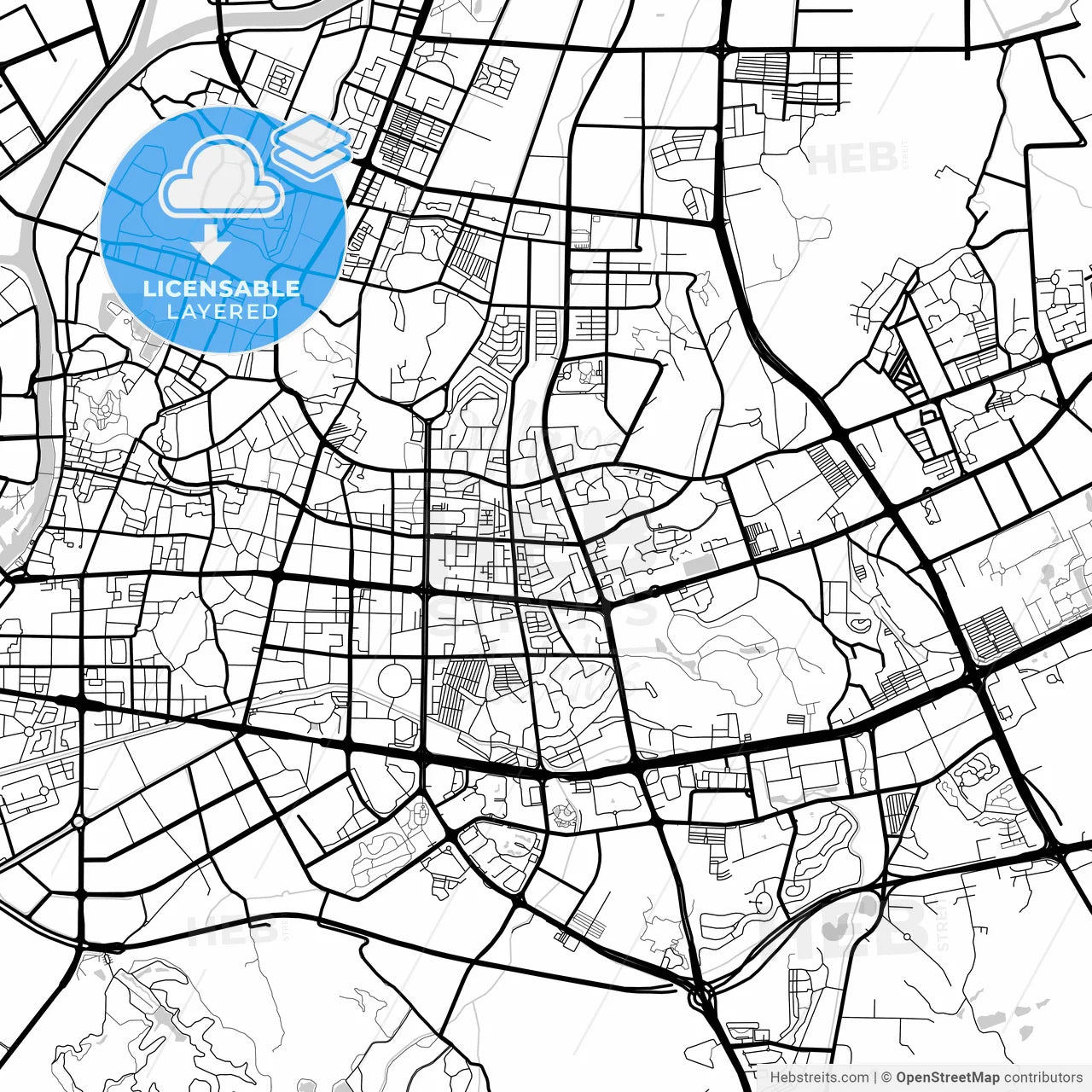 Layered PDF map of Zhongshan, Guangdong, China
