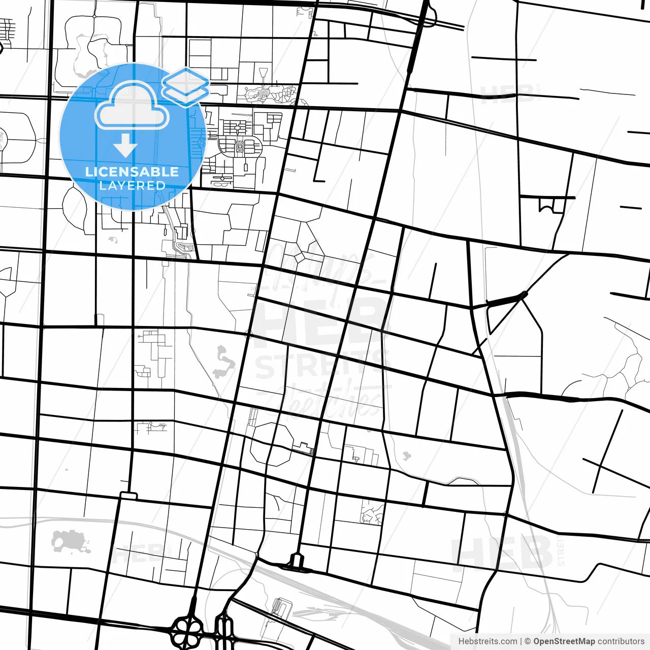 Layered PDF map of Zibo, Shandong, China