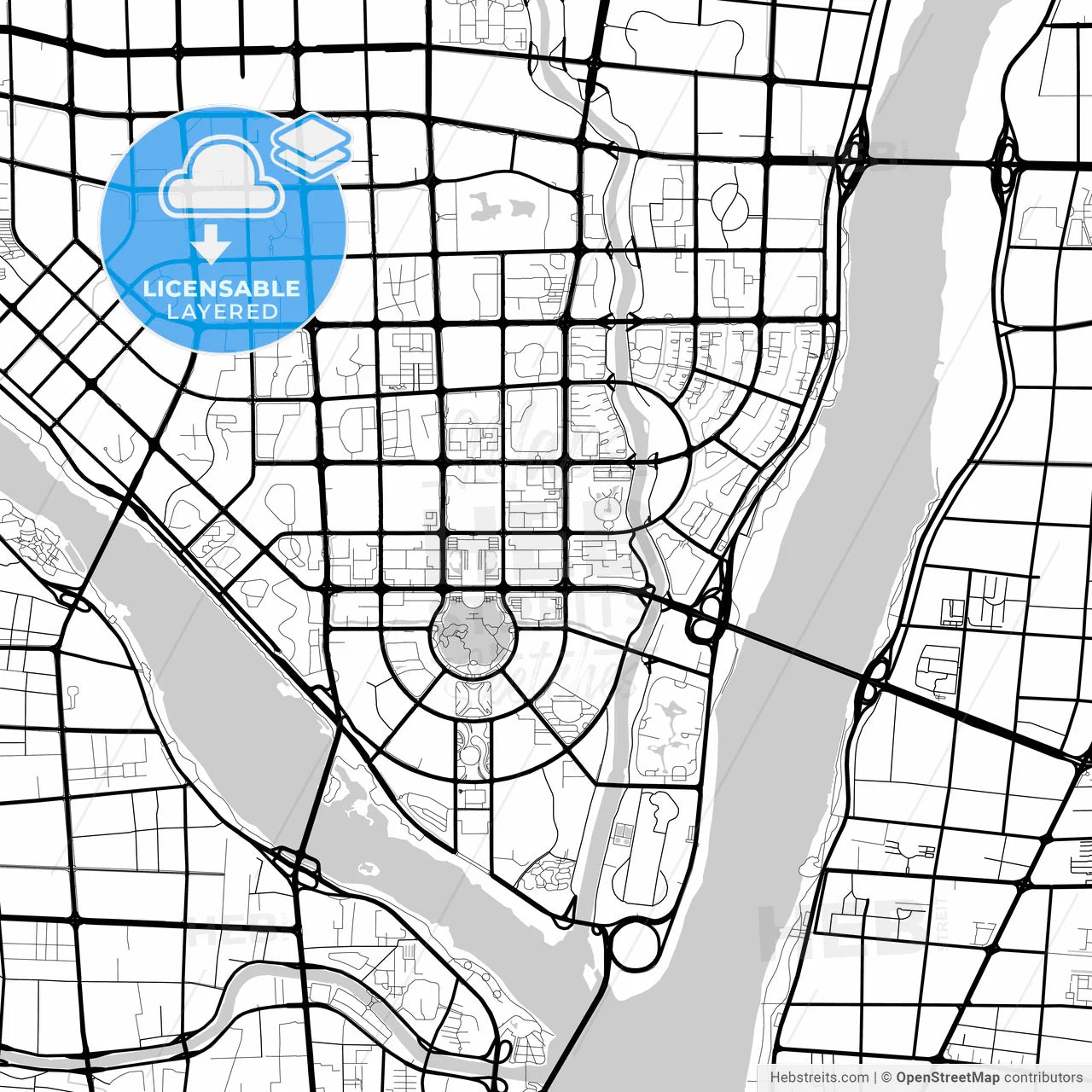 Layered PDF map of Linyi, Shandong, China