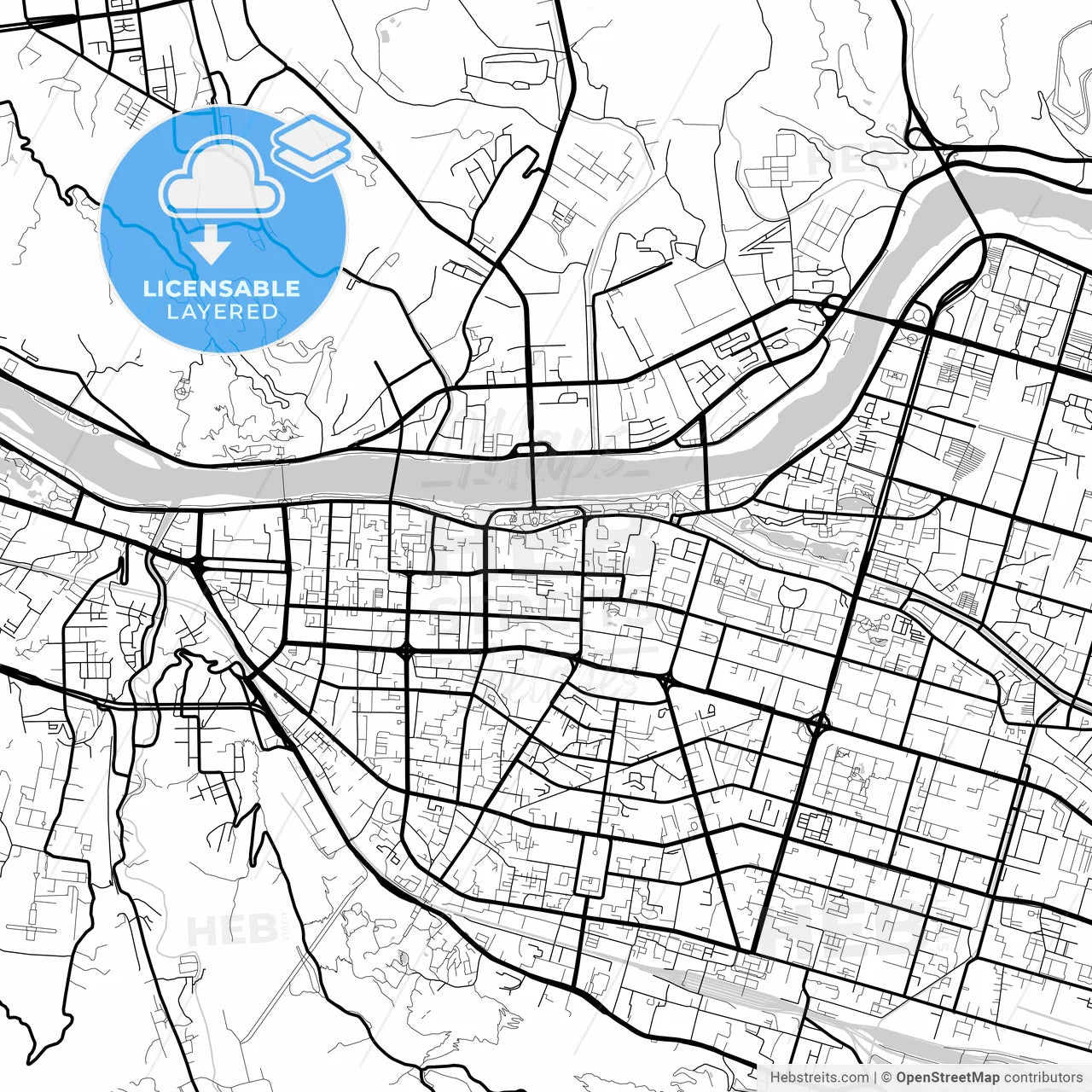 Layered PDF map of Lanzhou, Gansu, China