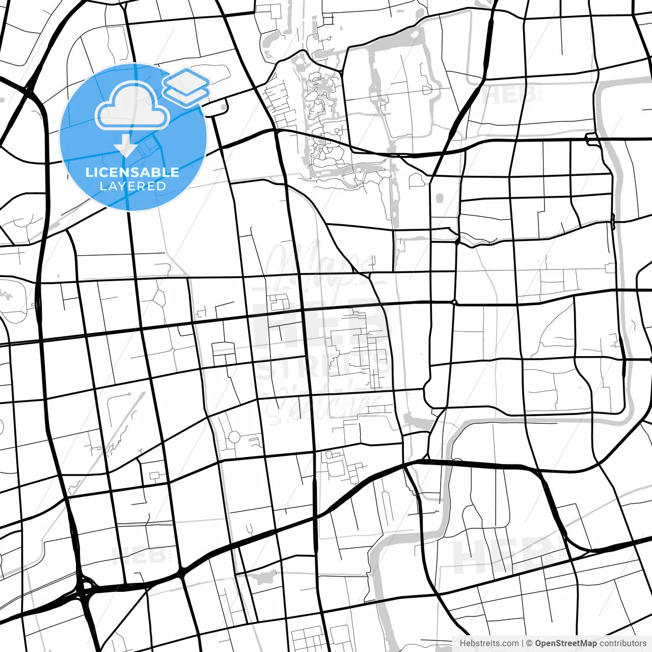 Layered PDF map of Yangzhou, Jiangsu, China