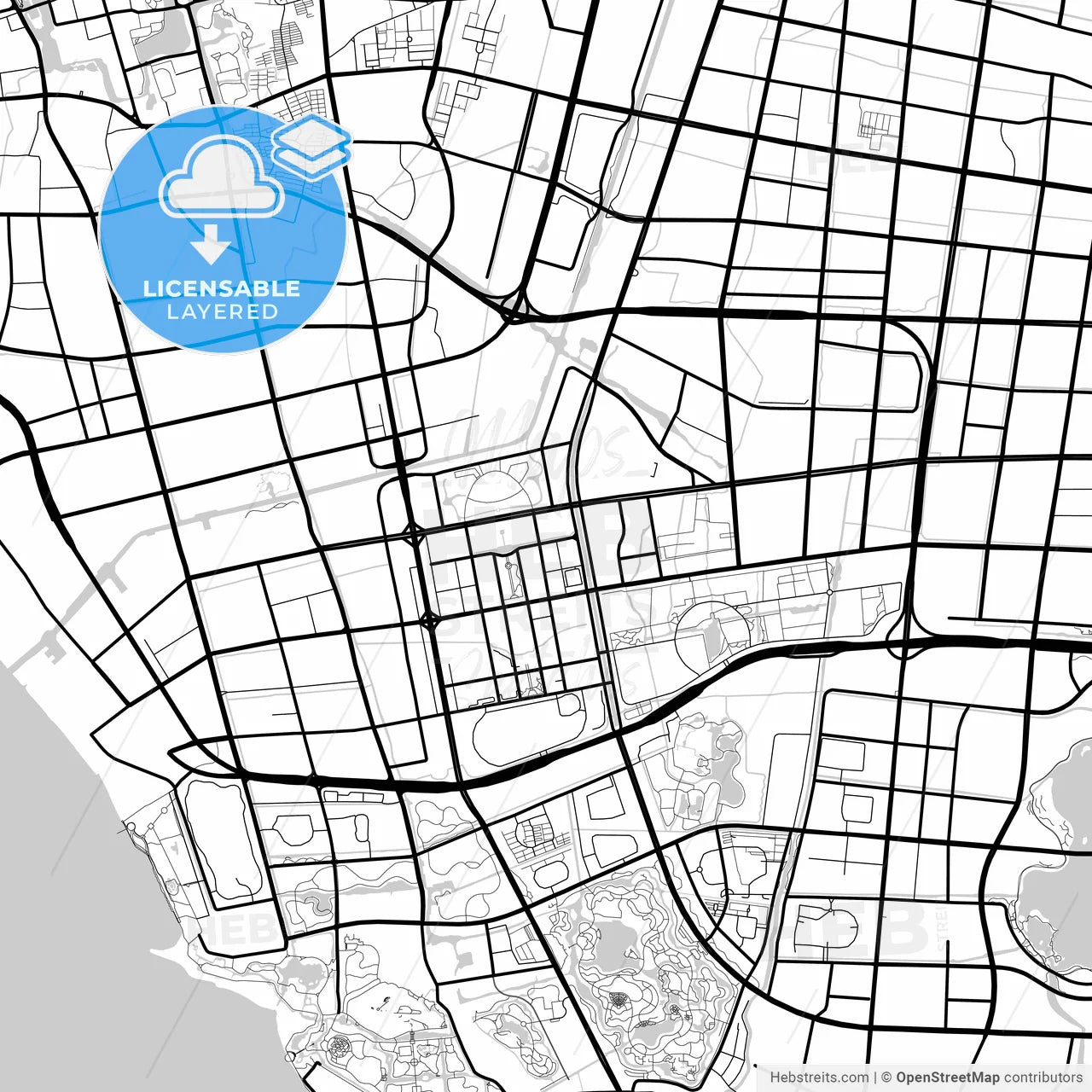 Layered PDF map of Nantong, Jiangsu, China