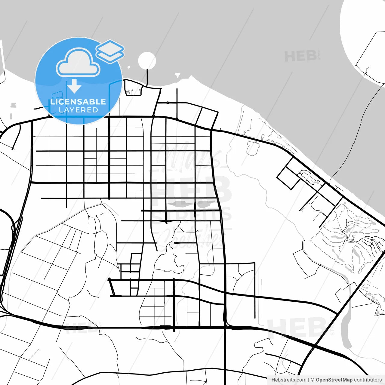 Layered PDF map of Haikou, Hainan, China