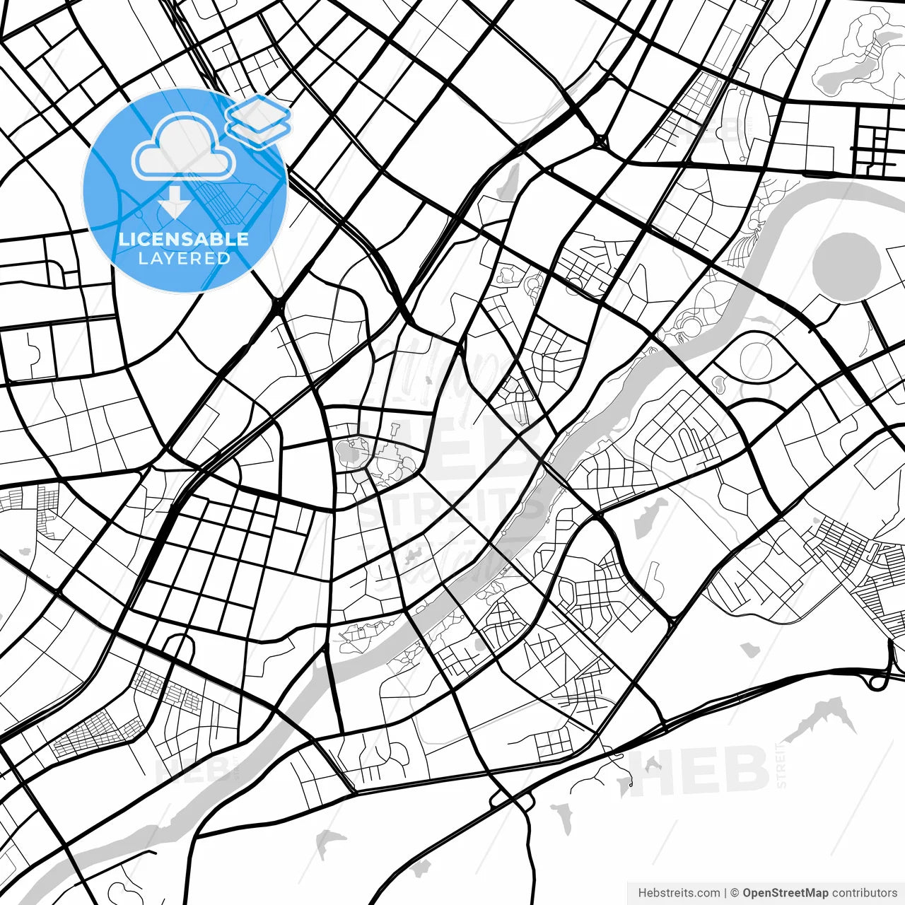 Layered PDF map of Yiwu, Zhejiang, China