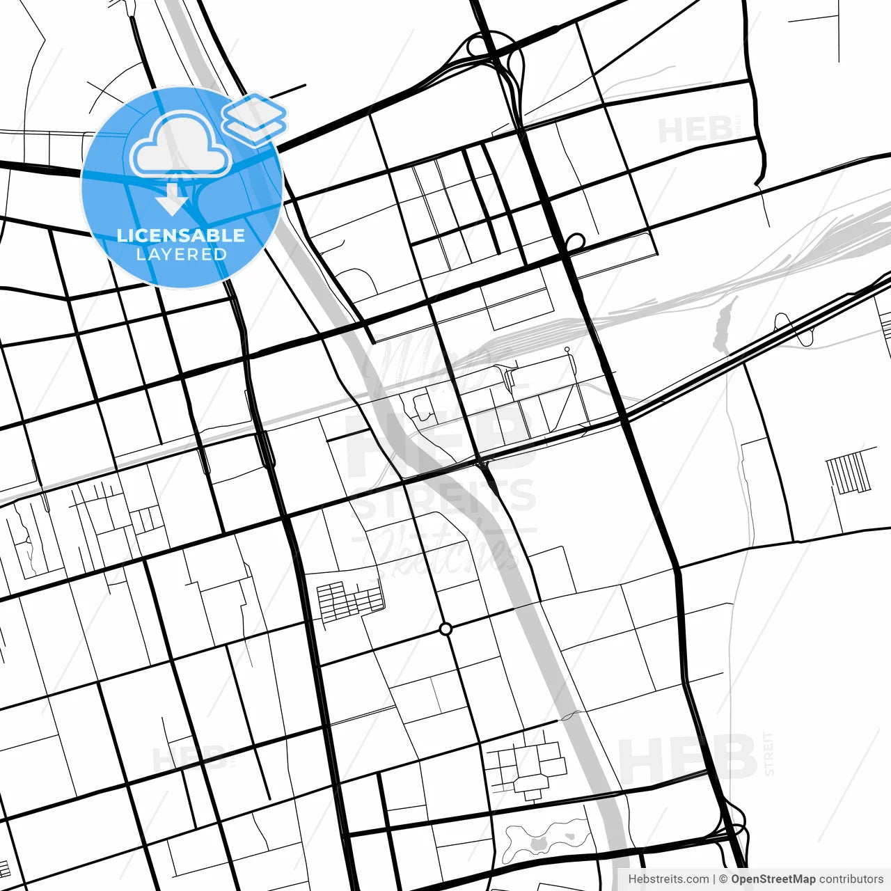 Layered PDF map of Hohhot, Inner Mongolia, China