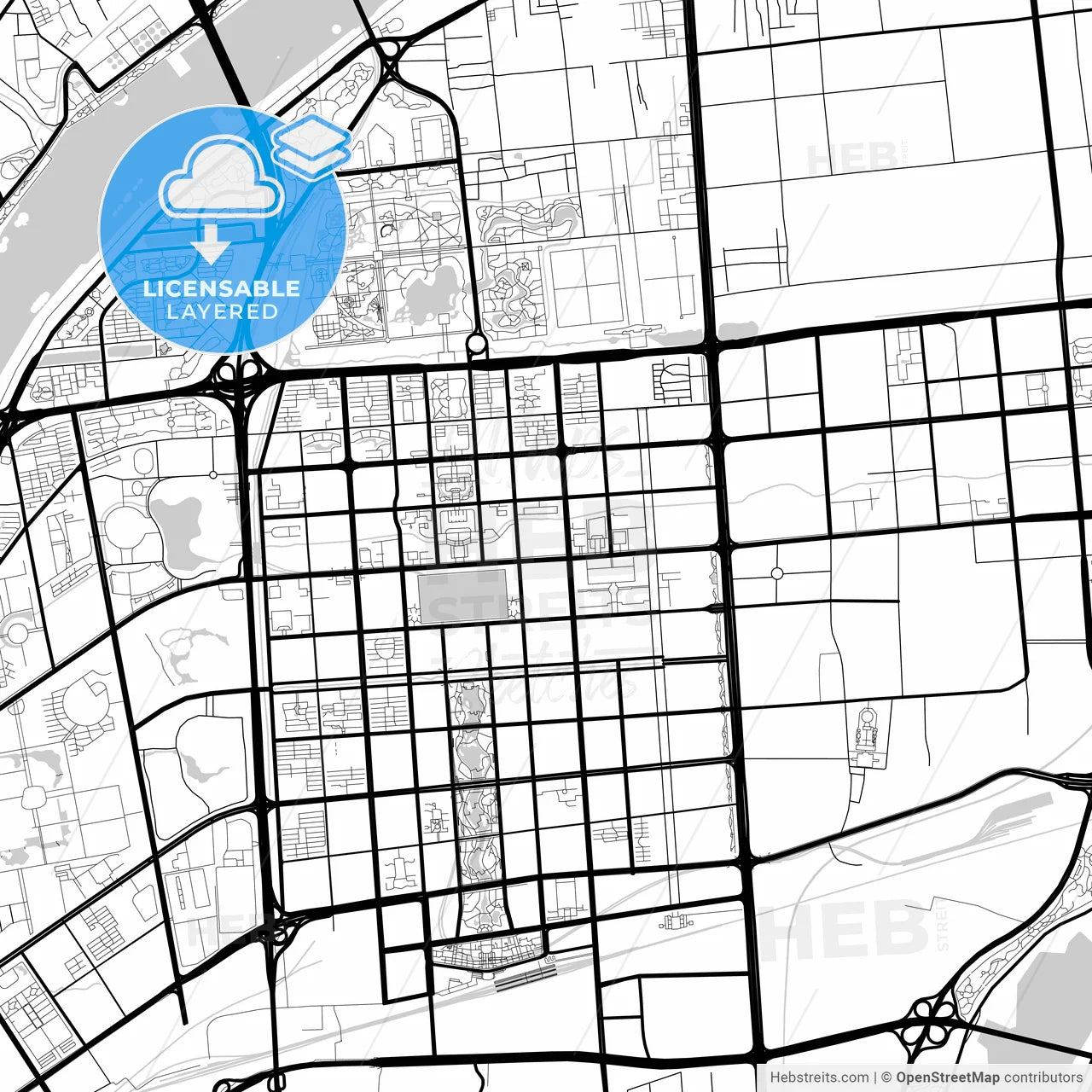 Layered PDF map of Luoyang, Henan, China