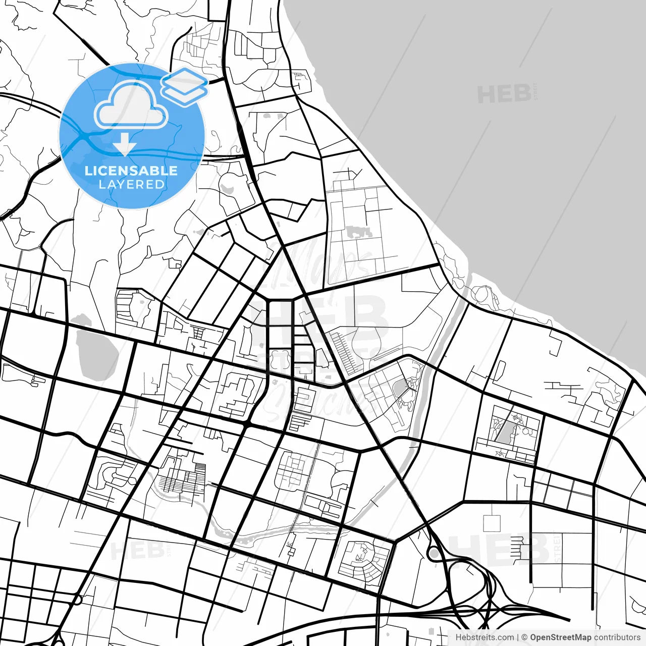 Layered PDF map of Yantai, Shandong, China