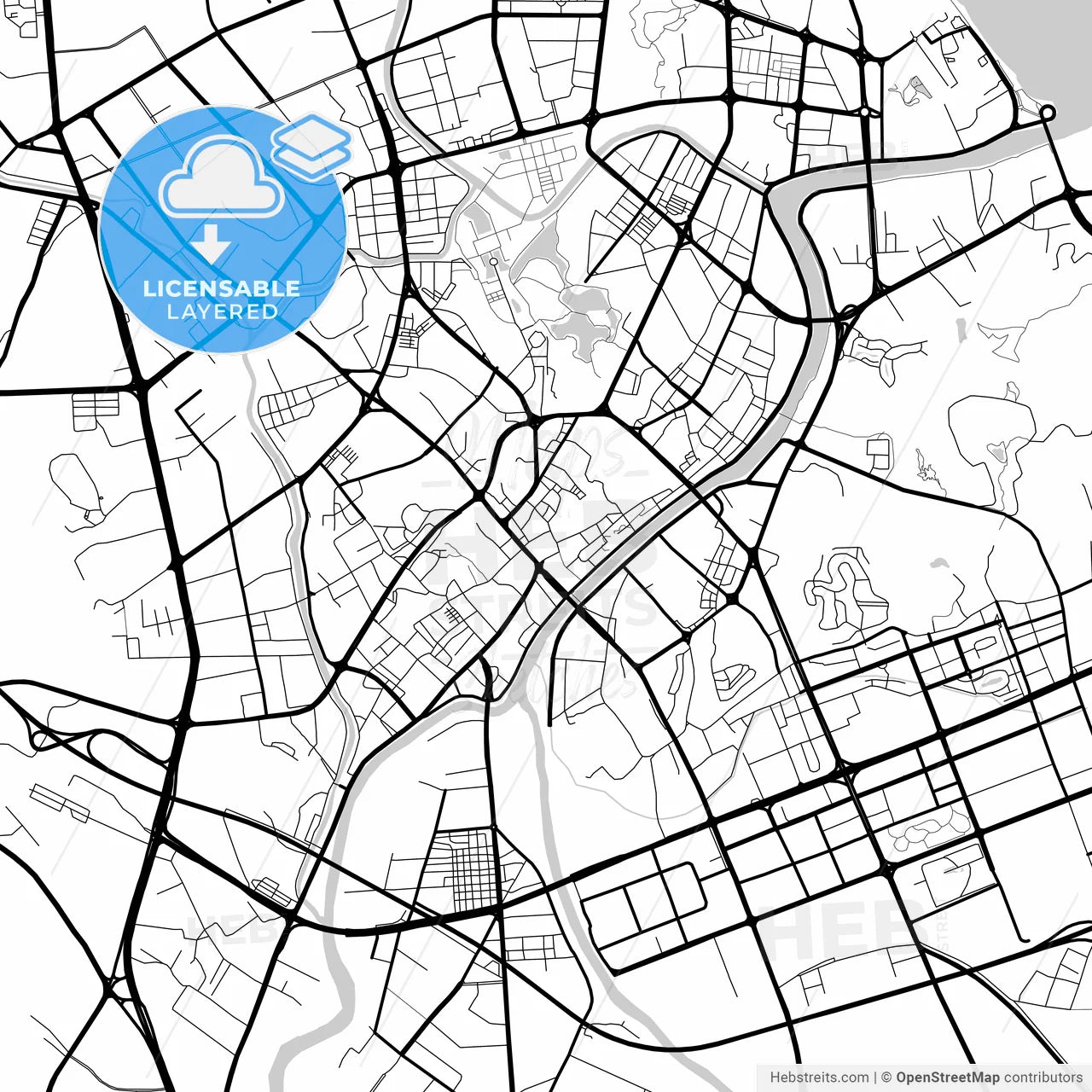 Layered PDF map of Jiangmen, Guangdong, China