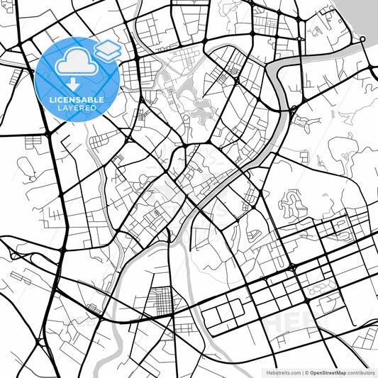 Layered PDF map of Jiangmen, Guangdong, China