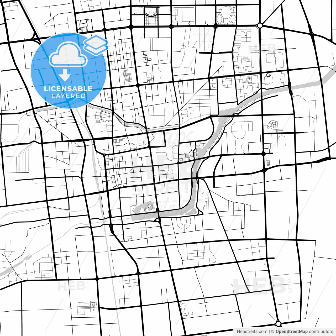 Layered PDF map of Tengzhou, Shandong, China