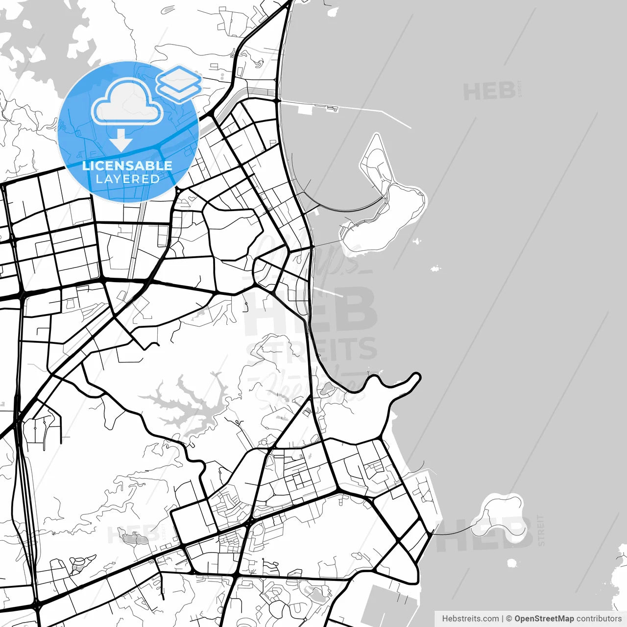 Layered PDF map of Zhuhai, Guangdong, China
