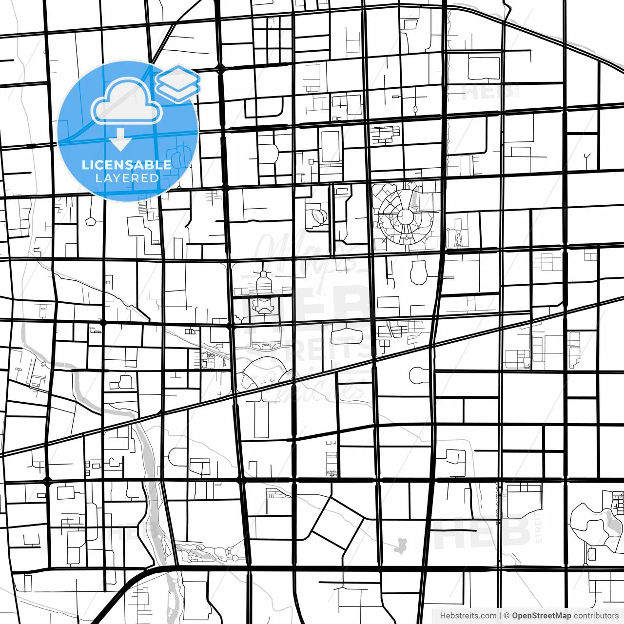 Layered PDF map of Weifang, Shandong, China