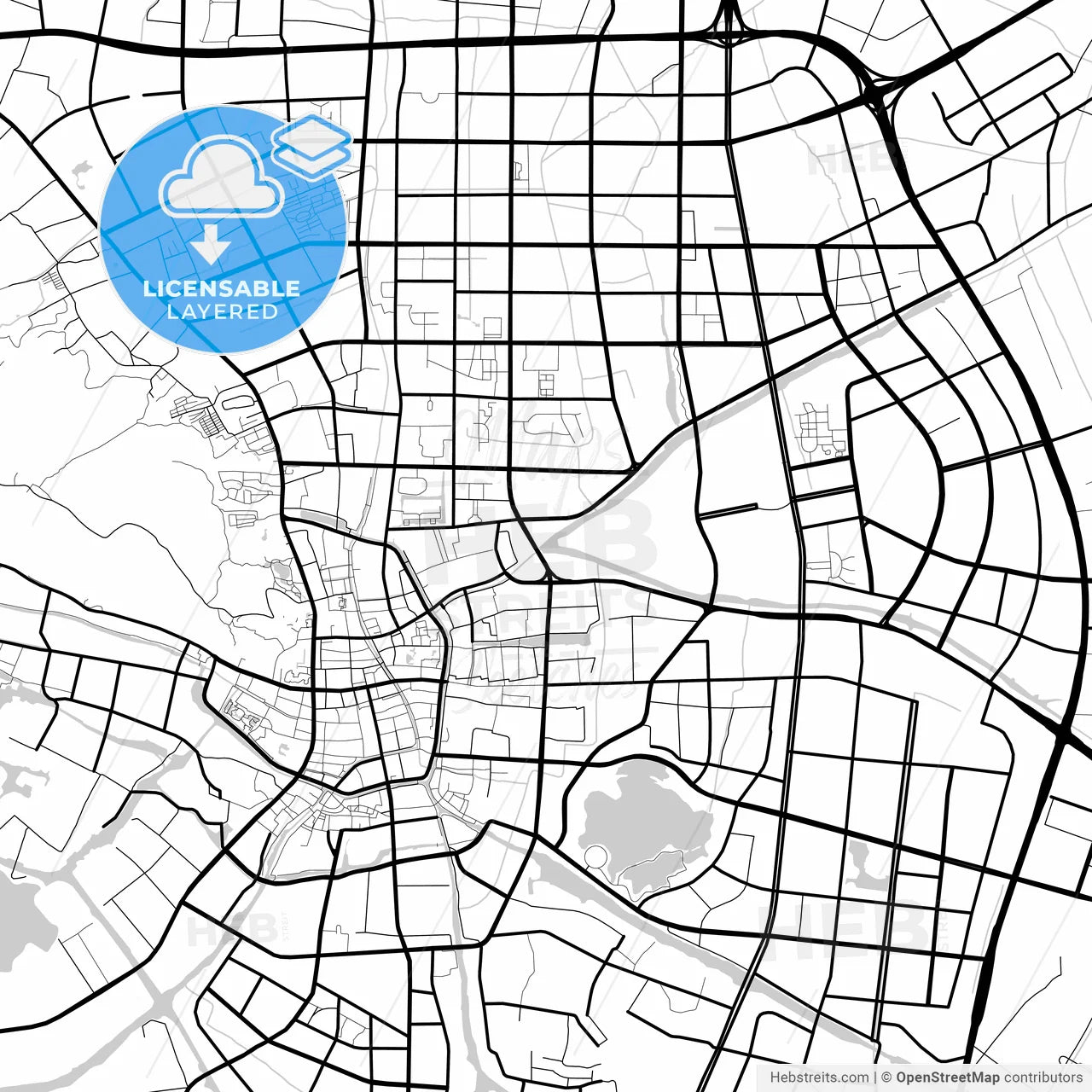 Layered PDF map of Changshu, Jiangsu, China